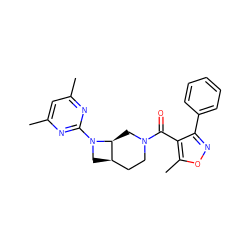 Cc1cc(C)nc(N2C[C@@H]3CCN(C(=O)c4c(-c5ccccc5)noc4C)C[C@@H]32)n1 ZINC000116825178