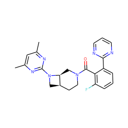 Cc1cc(C)nc(N2C[C@@H]3CCN(C(=O)c4c(F)cccc4-c4ncccn4)C[C@@H]32)n1 ZINC000145511274