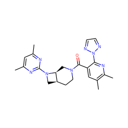 Cc1cc(C)nc(N2C[C@@H]3CCN(C(=O)c4cc(C)c(C)nc4-n4nccn4)C[C@@H]32)n1 ZINC000145586897