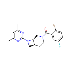 Cc1cc(C)nc(N2C[C@@H]3CCN(C(=O)c4cc(F)ccc4Br)C[C@@H]32)n1 ZINC000116825635