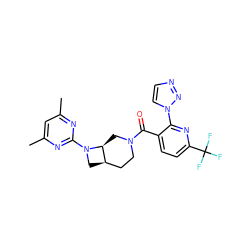 Cc1cc(C)nc(N2C[C@@H]3CCN(C(=O)c4ccc(C(F)(F)F)nc4-n4ccnn4)C[C@@H]32)n1 ZINC000145664607