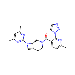 Cc1cc(C)nc(N2C[C@@H]3CCN(C(=O)c4ccc(C)nc4-n4ccnn4)C[C@@H]32)n1 ZINC000116826531