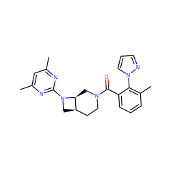 Cc1cc(C)nc(N2C[C@@H]3CCN(C(=O)c4cccc(C)c4-n4cccn4)C[C@@H]32)n1 ZINC000116827061