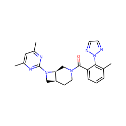 Cc1cc(C)nc(N2C[C@@H]3CCN(C(=O)c4cccc(C)c4-n4nccn4)C[C@@H]32)n1 ZINC000116826106