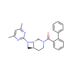 Cc1cc(C)nc(N2C[C@@H]3CCN(C(=O)c4ccccc4-c4ccccc4)C[C@H]32)n1 ZINC000116828661