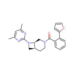 Cc1cc(C)nc(N2C[C@@H]3CCN(C(=O)c4ccccc4-c4ccco4)C[C@@H]32)n1 ZINC000145532657