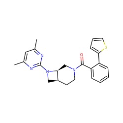 Cc1cc(C)nc(N2C[C@@H]3CCN(C(=O)c4ccccc4-c4cccs4)C[C@@H]32)n1 ZINC000145703200