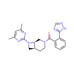 Cc1cc(C)nc(N2C[C@@H]3CCN(C(=O)c4ccccc4-c4ncn[nH]4)C[C@@H]32)n1 ZINC000116827675