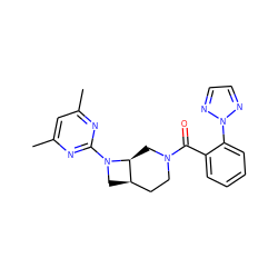 Cc1cc(C)nc(N2C[C@@H]3CCN(C(=O)c4ccccc4-n4nccn4)C[C@@H]32)n1 ZINC000145732970