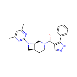 Cc1cc(C)nc(N2C[C@@H]3CCN(C(=O)c4cn[nH]c4-c4ccccc4)C[C@@H]32)n1 ZINC000116826986