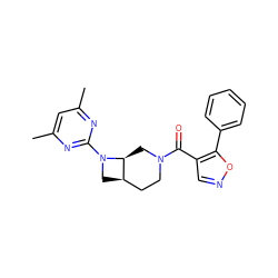 Cc1cc(C)nc(N2C[C@@H]3CCN(C(=O)c4cnoc4-c4ccccc4)C[C@@H]32)n1 ZINC000116825525