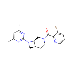 Cc1cc(C)nc(N2C[C@@H]3CCN(C(=O)c4ncccc4Br)C[C@@H]32)n1 ZINC000116825161