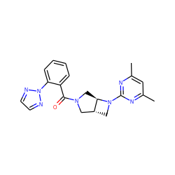 Cc1cc(C)nc(N2C[C@@H]3CN(C(=O)c4ccccc4-n4nccn4)C[C@H]32)n1 ZINC000116825049