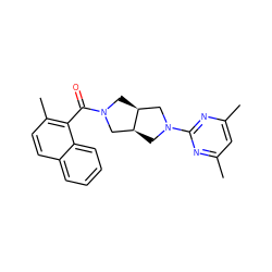 Cc1cc(C)nc(N2C[C@H]3CN(C(=O)c4c(C)ccc5ccccc45)C[C@H]3C2)n1 ZINC000116825579