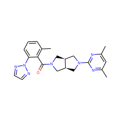 Cc1cc(C)nc(N2C[C@H]3CN(C(=O)c4c(C)cccc4-n4nccn4)C[C@H]3C2)n1 ZINC000116825101