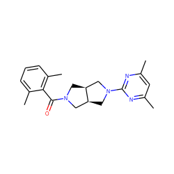 Cc1cc(C)nc(N2C[C@H]3CN(C(=O)c4c(C)cccc4C)C[C@H]3C2)n1 ZINC000116826665