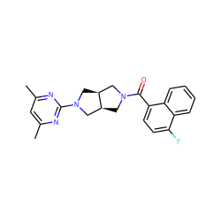 Cc1cc(C)nc(N2C[C@H]3CN(C(=O)c4ccc(F)c5ccccc45)C[C@H]3C2)n1 ZINC000116821541