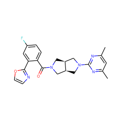 Cc1cc(C)nc(N2C[C@H]3CN(C(=O)c4ccc(F)cc4-c4ncco4)C[C@H]3C2)n1 ZINC000167233056