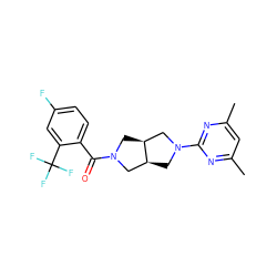 Cc1cc(C)nc(N2C[C@H]3CN(C(=O)c4ccc(F)cc4C(F)(F)F)C[C@H]3C2)n1 ZINC000147051637