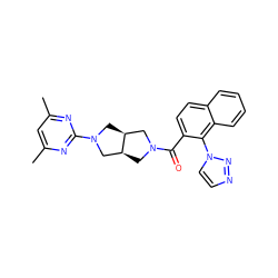 Cc1cc(C)nc(N2C[C@H]3CN(C(=O)c4ccc5ccccc5c4-n4ccnn4)C[C@H]3C2)n1 ZINC000167132384