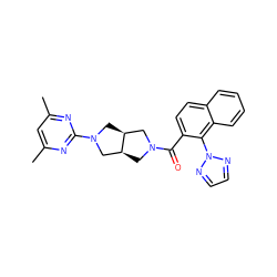 Cc1cc(C)nc(N2C[C@H]3CN(C(=O)c4ccc5ccccc5c4-n4nccn4)C[C@H]3C2)n1 ZINC000116828140