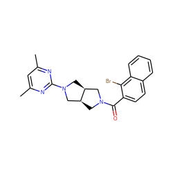 Cc1cc(C)nc(N2C[C@H]3CN(C(=O)c4ccc5ccccc5c4Br)C[C@H]3C2)n1 ZINC000116825734