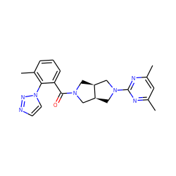 Cc1cc(C)nc(N2C[C@H]3CN(C(=O)c4cccc(C)c4-n4ccnn4)C[C@H]3C2)n1 ZINC000147022956