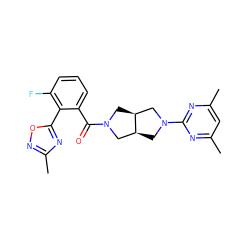 Cc1cc(C)nc(N2C[C@H]3CN(C(=O)c4cccc(F)c4-c4nc(C)no4)C[C@H]3C2)n1 ZINC000116824298