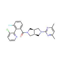 Cc1cc(C)nc(N2C[C@H]3CN(C(=O)c4cccc(F)c4-c4ncccc4Cl)C[C@H]3C2)n1 ZINC000116822134