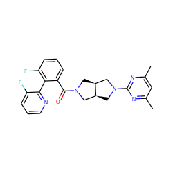 Cc1cc(C)nc(N2C[C@H]3CN(C(=O)c4cccc(F)c4-c4ncccc4F)C[C@H]3C2)n1 ZINC000167099463