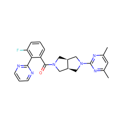 Cc1cc(C)nc(N2C[C@H]3CN(C(=O)c4cccc(F)c4-c4ncccn4)C[C@H]3C2)n1 ZINC000116828069