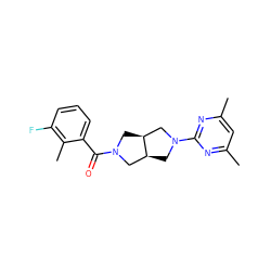 Cc1cc(C)nc(N2C[C@H]3CN(C(=O)c4cccc(F)c4C)C[C@H]3C2)n1 ZINC000116825672