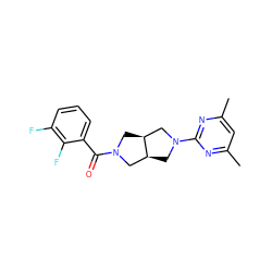 Cc1cc(C)nc(N2C[C@H]3CN(C(=O)c4cccc(F)c4F)C[C@H]3C2)n1 ZINC000116826307