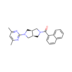 Cc1cc(C)nc(N2C[C@H]3CN(C(=O)c4cccc5ccccc45)C[C@H]3C2)n1 ZINC000116822869