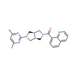 Cc1cc(C)nc(N2C[C@H]3CN(C(=O)c4cccc5cccnc45)C[C@H]3C2)n1 ZINC000116824252