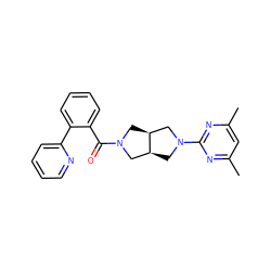 Cc1cc(C)nc(N2C[C@H]3CN(C(=O)c4ccccc4-c4ccccn4)C[C@H]3C2)n1 ZINC000116825071