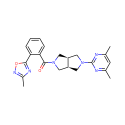 Cc1cc(C)nc(N2C[C@H]3CN(C(=O)c4ccccc4-c4nc(C)no4)C[C@H]3C2)n1 ZINC000116824772