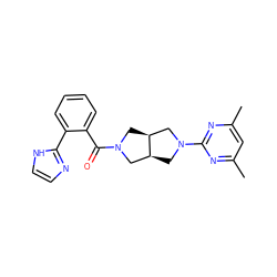 Cc1cc(C)nc(N2C[C@H]3CN(C(=O)c4ccccc4-c4ncc[nH]4)C[C@H]3C2)n1 ZINC000116828035