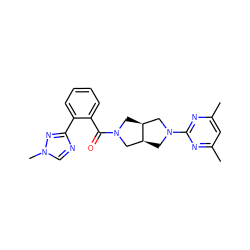 Cc1cc(C)nc(N2C[C@H]3CN(C(=O)c4ccccc4-c4ncn(C)n4)C[C@H]3C2)n1 ZINC000116823574