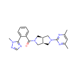 Cc1cc(C)nc(N2C[C@H]3CN(C(=O)c4ccccc4-c4ncnn4C)C[C@H]3C2)n1 ZINC000116826518