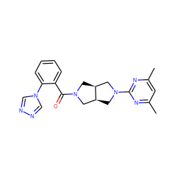 Cc1cc(C)nc(N2C[C@H]3CN(C(=O)c4ccccc4-n4cnnc4)C[C@H]3C2)n1 ZINC000167211202