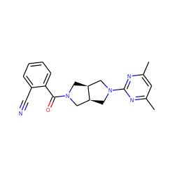 Cc1cc(C)nc(N2C[C@H]3CN(C(=O)c4ccccc4C#N)C[C@H]3C2)n1 ZINC000116825025