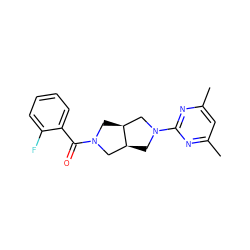 Cc1cc(C)nc(N2C[C@H]3CN(C(=O)c4ccccc4F)C[C@H]3C2)n1 ZINC000116822568