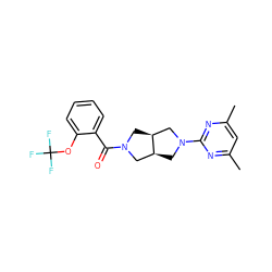 Cc1cc(C)nc(N2C[C@H]3CN(C(=O)c4ccccc4OC(F)(F)F)C[C@H]3C2)n1 ZINC000116822534