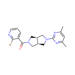 Cc1cc(C)nc(N2C[C@H]3CN(C(=O)c4cccnc4Br)C[C@H]3C2)n1 ZINC000167019203