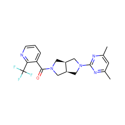 Cc1cc(C)nc(N2C[C@H]3CN(C(=O)c4cccnc4C(F)(F)F)C[C@H]3C2)n1 ZINC000116825590