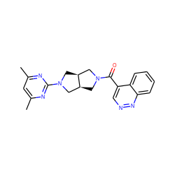 Cc1cc(C)nc(N2C[C@H]3CN(C(=O)c4cnnc5ccccc45)C[C@H]3C2)n1 ZINC000116826793