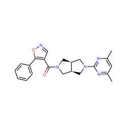 Cc1cc(C)nc(N2C[C@H]3CN(C(=O)c4cnoc4-c4ccccc4)C[C@H]3C2)n1 ZINC000116821749