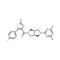 Cc1cc(C)nc(N2C[C@H]3CN(C(=O)c4nc(C)sc4-c4ccc(F)cc4)C[C@H]3C2)n1 ZINC000116825560