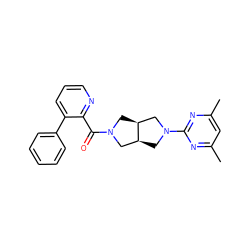 Cc1cc(C)nc(N2C[C@H]3CN(C(=O)c4ncccc4-c4ccccc4)C[C@H]3C2)n1 ZINC000116826646